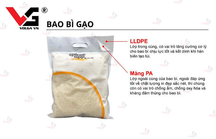 Bao bì đựng gạo cấu trúc 2 lớp PA//LLDPE
