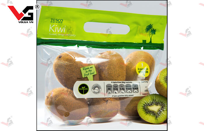 Bao bì túi đựng trái cây kiwi trong suốt gắn zipper và đục lỗ cầm tay dễ mang đi